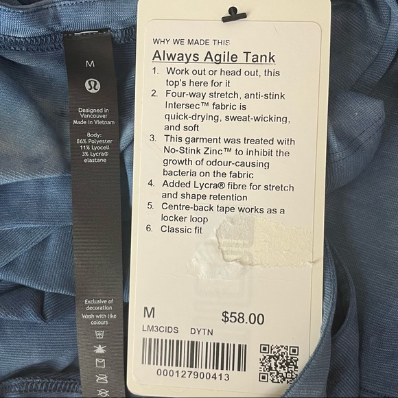 LULULEMON NWT ALWAYS AGILE MEN’S TANK TOP DIAMOND DYE TRUE NAVY BLUE CHAMBRAY - Picture 7 of 11